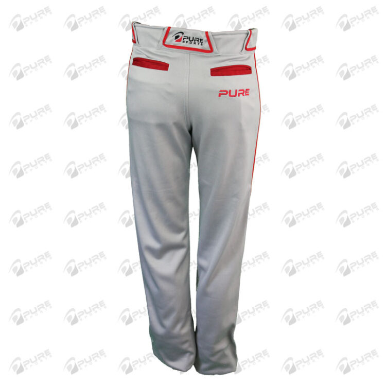 Baseball Pants White with Red Piping