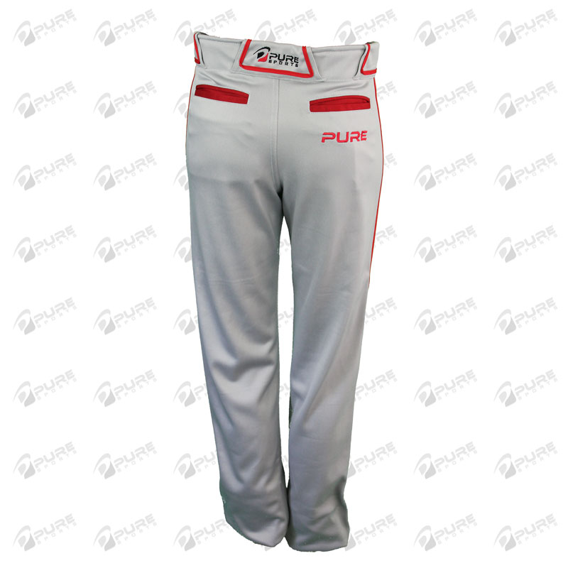 Baseball Pants White with Red Piping 