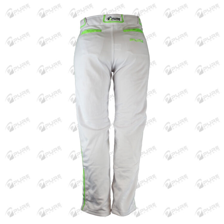 Baseball Pants White with Green Piping