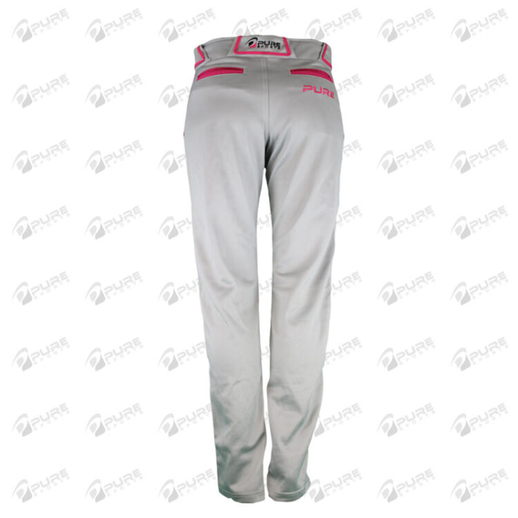 Baseball Pants White with Pink Piping