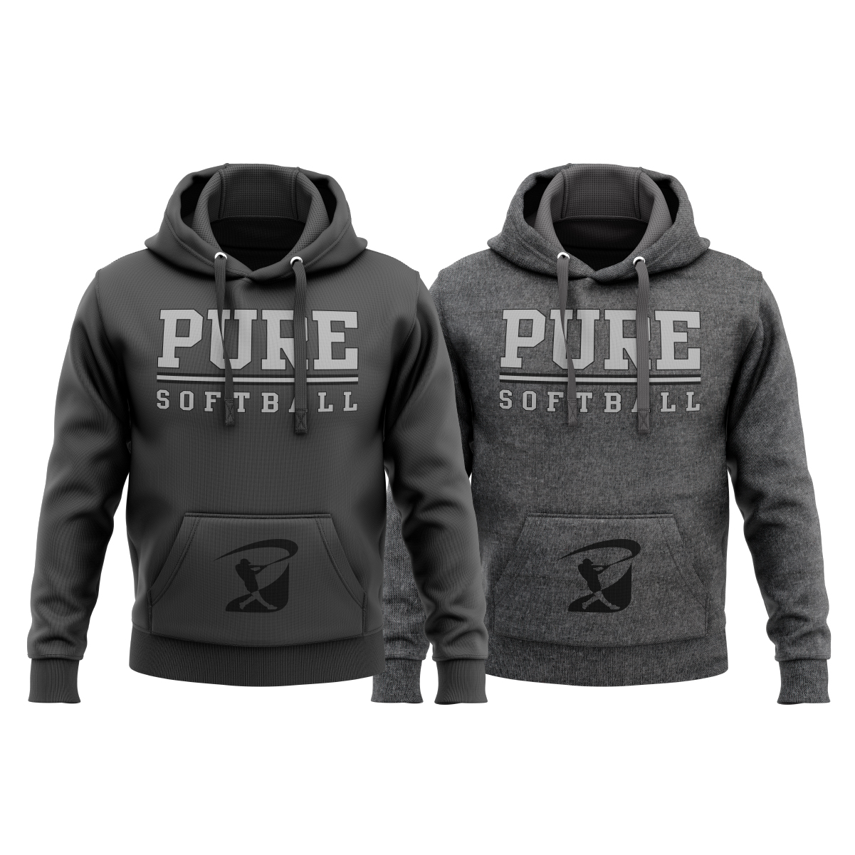 Pure Greyscale Softball Hoodie – #SWINGPURE